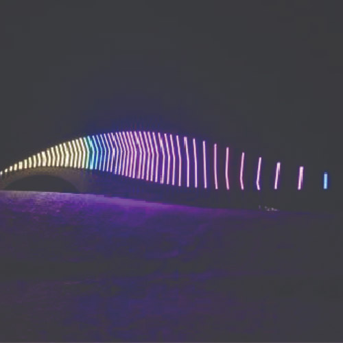 TD Place bridge with lights
