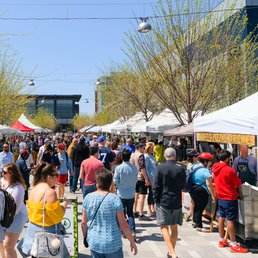 people at the Farmer's Market at Lansdowne